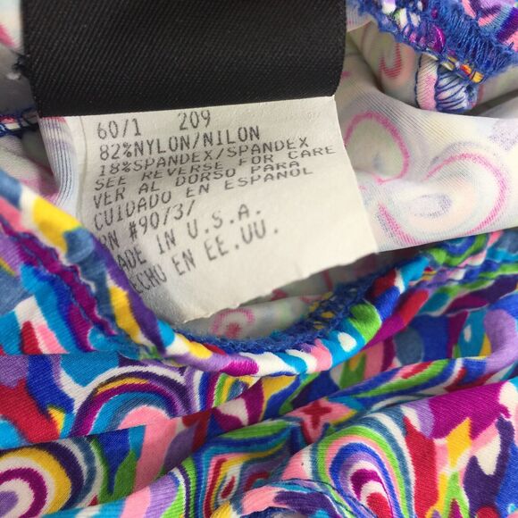 Vintage Mystic Bay Floral Print One Piece Swimsuit Size 9/10 Multicolor High Cut - Picture 7 of 9